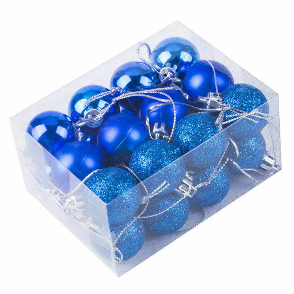 Pudcoco 24 stk sælge julekugler ornamenter xmas tree ball bauble hængende fest festspil festival dekoration dejlige bolde: Blå