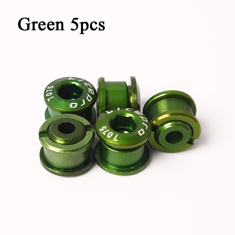 Litepro 4/5Pcs Mtb Kettingblad Bouten Aluminium Single Speed Disc Super Licht Kettingwiel Schroeven Voor Road Mountain fiets Crank: 5PCS-Green-6.5mm