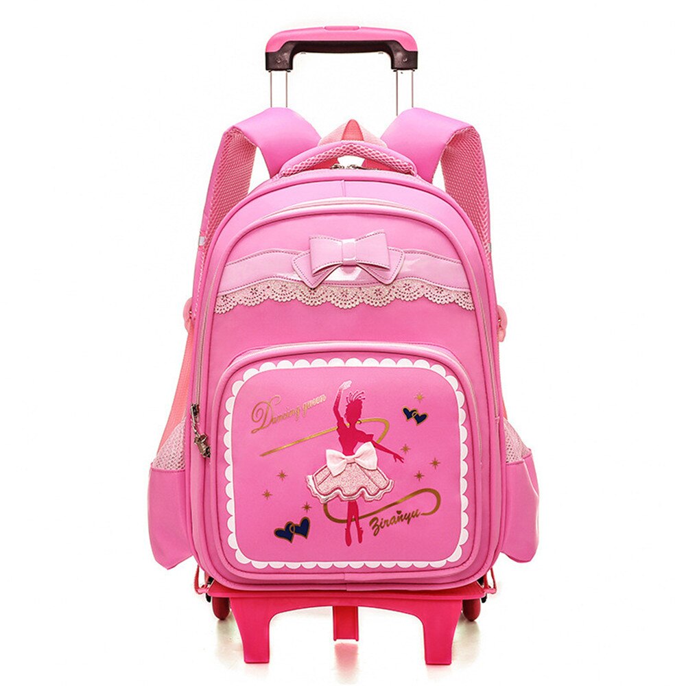 Cartoon 2 Wheels Girls Trolley School Bags Backpack Detachable Children Rolling Book Bag Waterproof Travel Bags Mochila