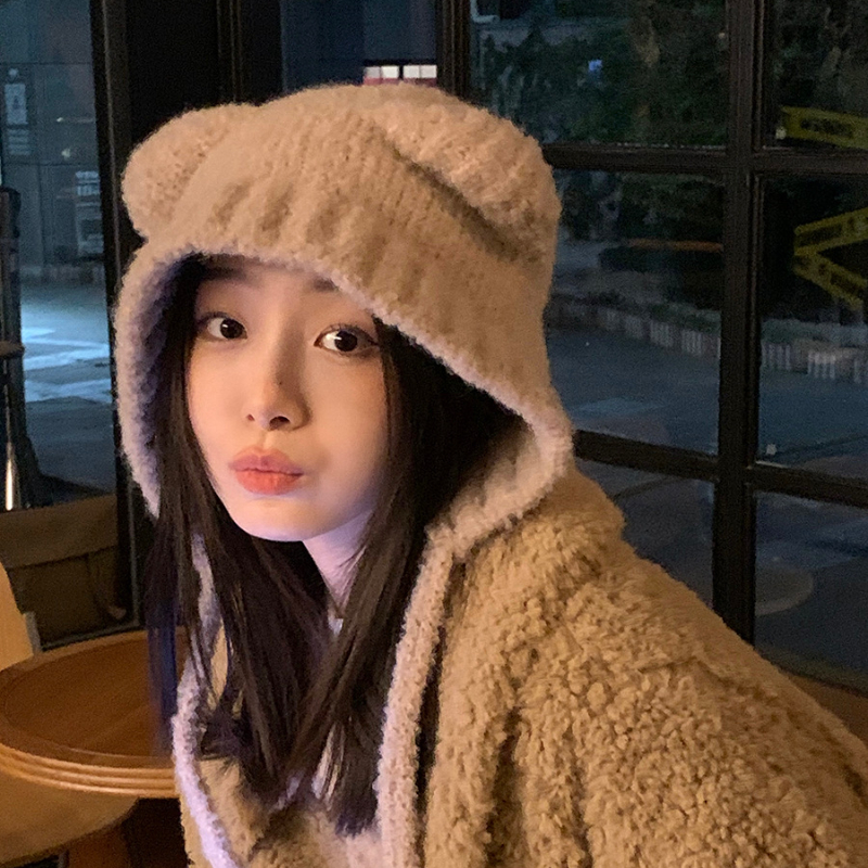 Japanse Kawaii Vrouwen Hoeden Schattige Beer Oren Pluche Mutsen Herfst En Winter Warm Gehoorbescherming Gebreide Touw Bommenwerper Hoed
