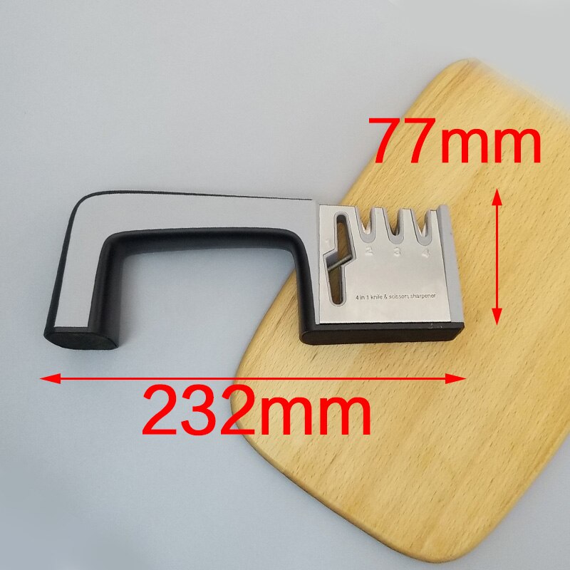 [video]1Pcs Knife Sharpener Ceramic Knife Sharpening Stone Tungsten Steel Diamond Sharpener Kitchen Tools: 4 funtions black