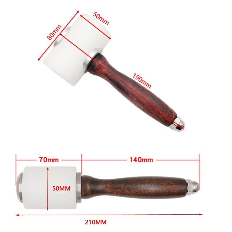 Leather Carving Hammer DIY Craft Punch Cutting Nylon Hammer Tool with Wood Handle Leathercraft Engraving Drilling