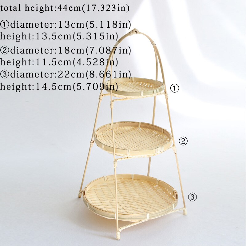 Cestas de paja tejidas de bambú, estante de nivel de mimbre, almacenamiento de alimentos y pan de frutas, Decoración de cocina, bandeja redonda, contenedor de anier Osier: TW050D