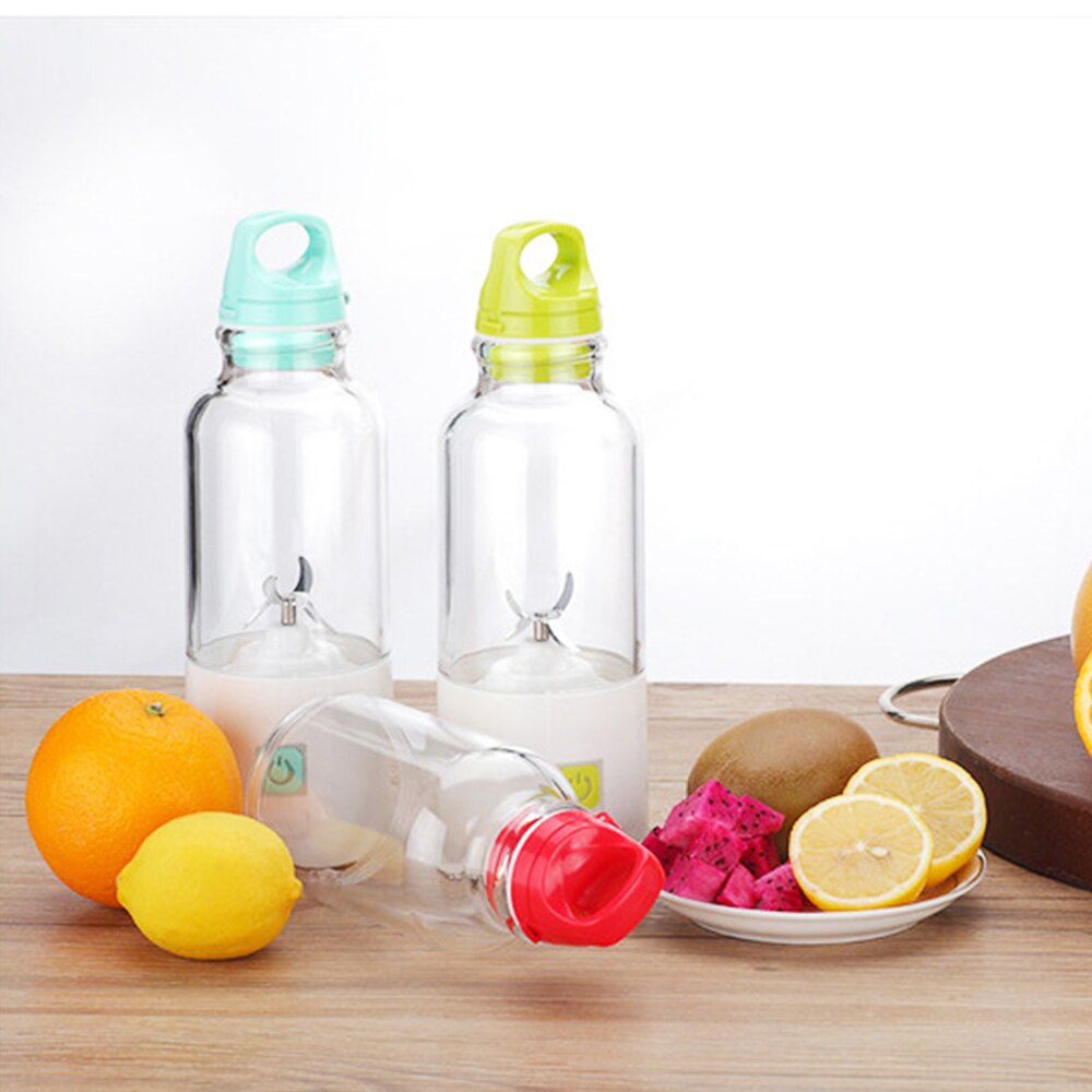 4- blader 500ml elektrisk appelsin sitron juicer kopp bærbar blender frukt grønnsak juice mixer flaske usb oppladbar