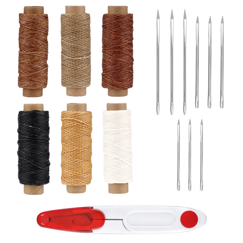 Leather Sewing Working Kit Hand Sewing Needles Waxed Thread With Yarn Thread Scissor For DIY Leathercraf Tools