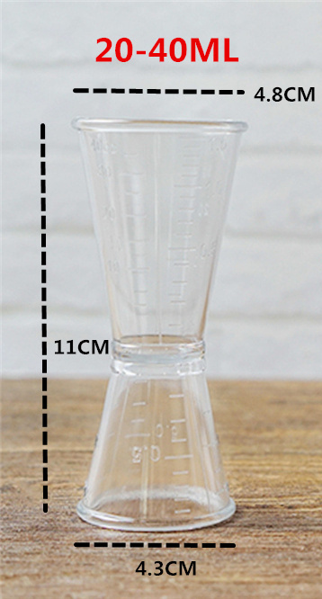 2 stuks Hoge transparantie Bar Wijn Koffie Cocktail Shaker Jigger Enkele Double Shot Drink Mixer Wijn Pourers Measurer Cup Bar gereedschap: L