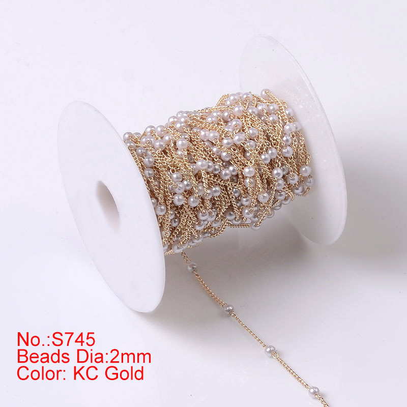 1Meter Pearl Beads Chains for Jewelry Making DIY: WHITE