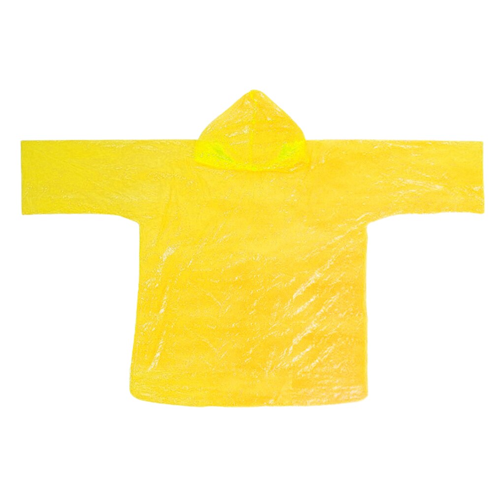 Engangs vandtæt regnfrakke hætteklædt regnfrakke regnfrakke med opbevaringspose: Gul