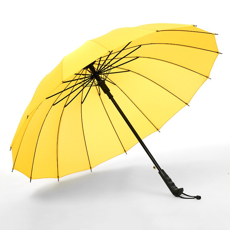 Rainbow Umbrella Rain Women Colorful Long Handle Umbrellas 16K Windproof Travel Light Guarda Chuva Golf Clear Umbrella: Yellow
