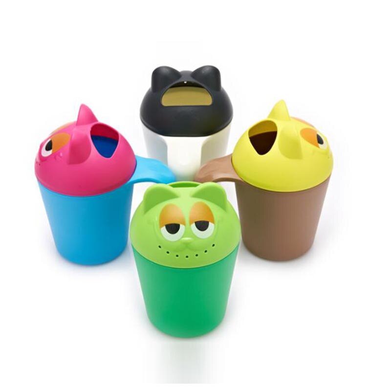 Petit seau de douche en forme de cuillère mignonne pour bébé,accessoire de bain pour nourrisson, décoré à thème de dessin animé, outil pour baignoire d'enfant, écope, shampooing,