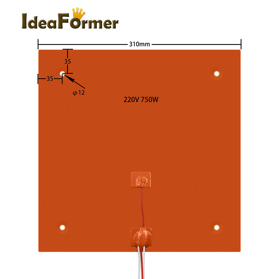 Cama quente da almofada de aquecimento do silicone da impressora 3d 310x310mm 220v 750w para as peças do calefator da cópia da placa da almofada do calefator de creality CR-10 10s pro.