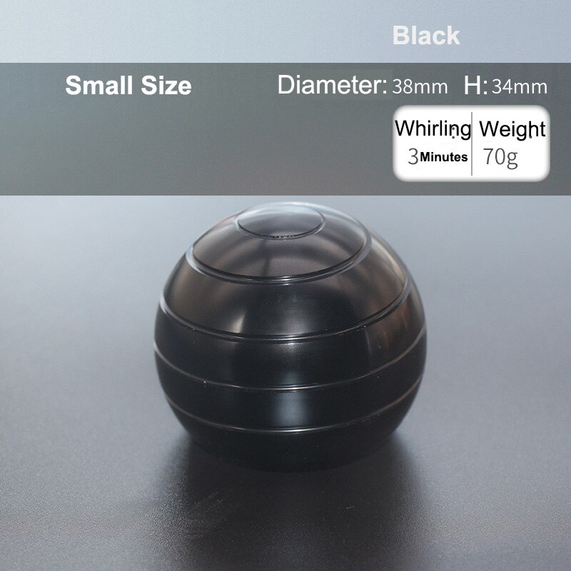 Ball Type Fingertip Gyro Metal Alloy Adult Office Desk Toy Decompression Anxiety Stress Relief Fidget Spinner Sensory Toys: Small Size - Black