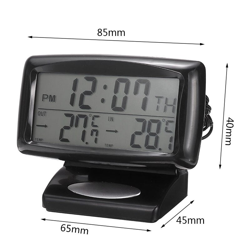 Digital LED Backlight Meter Clock Thermometer Indicator Gauge Panel Meter Mini Weather Station Automotive Thermometer Clock