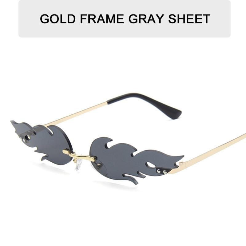 Motor-/Fahrrad NEUE Feuer Flamme Sonnenbrille Frauen Männer Randlose Sonnenbrille Frauen Spiegel Rechteck Jahrgang Sonnenbrille UV400: 4