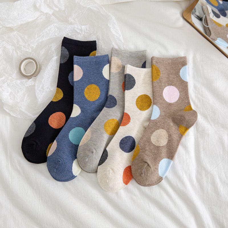 2 Pair/Pack Big Dot Cotton Socks Women Kawaii Women Socks Sweat Autumn and Winter