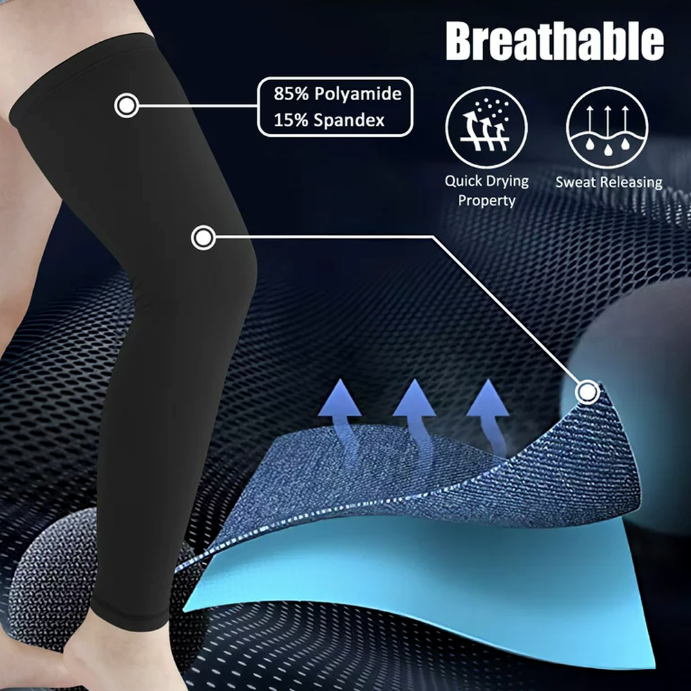 WEUPFLY 1 pz scaldamuscoli a compressione basket calcio calzini da ciclismo maniche al polpaccio UV scaldamuscoli da sole uomo donna