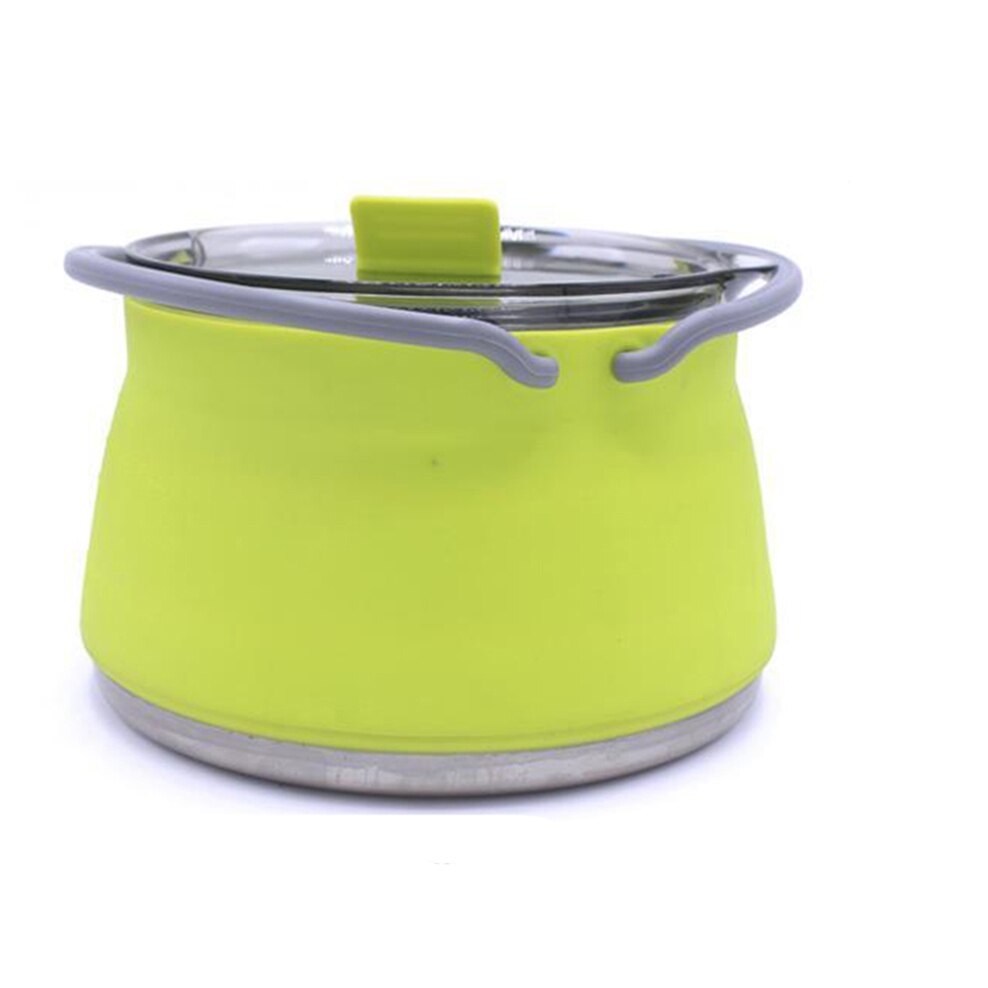 Silicone Folding Boiling Kettle Portable Camping Kettle Outdoor Compressible Folding Pot Travel Silicone Boiling Water Pot: Light Green