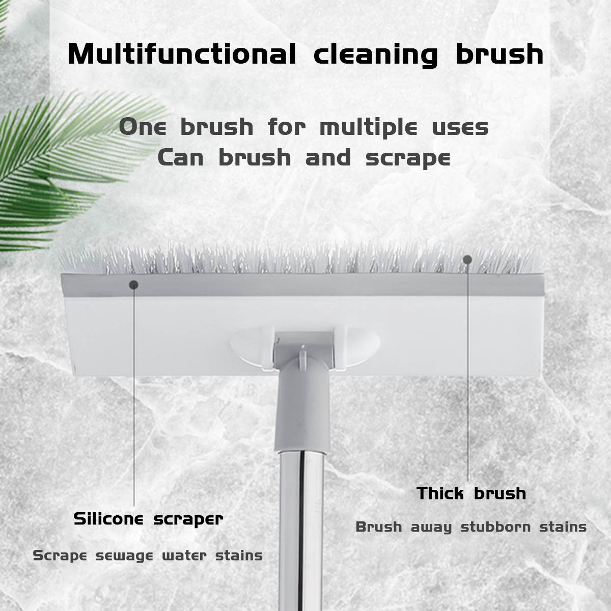 2 in 1 Multifunctional Telescopic Broom Magic Rubber Tub and Tile Scrubber Removable Adjustable Long Handle Cleaning Brushes