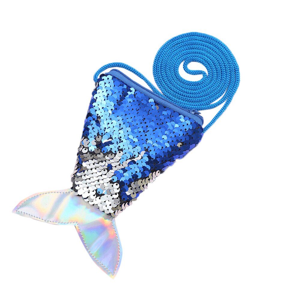 Kleine Münze Geldbörsen Pailletten Kinder Handtaschen Zipper Getäfelten Fisch Form Geldbörsen Niedlich Tasche Schlüssel Paket Handtasche Frauen кошелек T: Blau