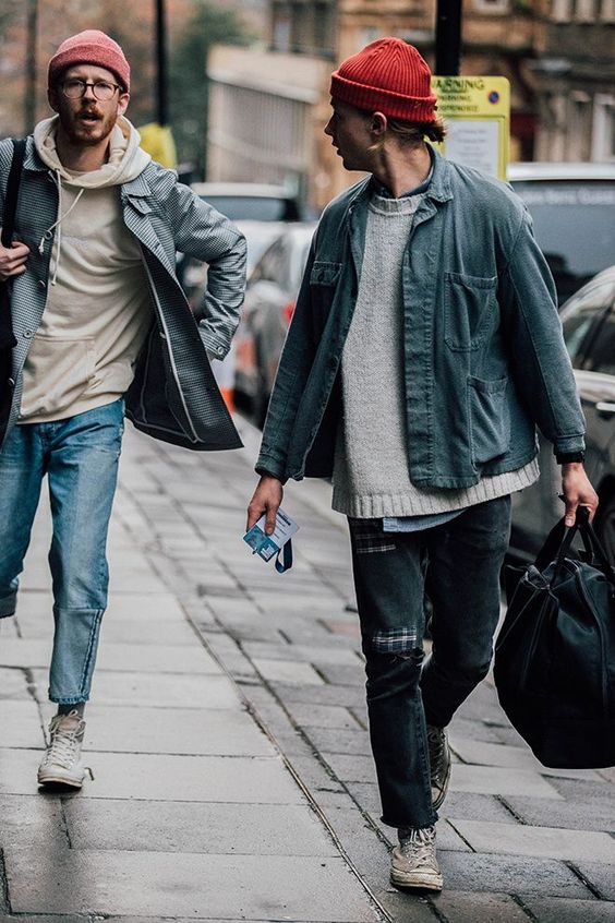 Strikhuer kalot mænd hue hue vinter retro uden skygge baggy melon kasket manchet docker fisherman hue hatte til kvinder mænd