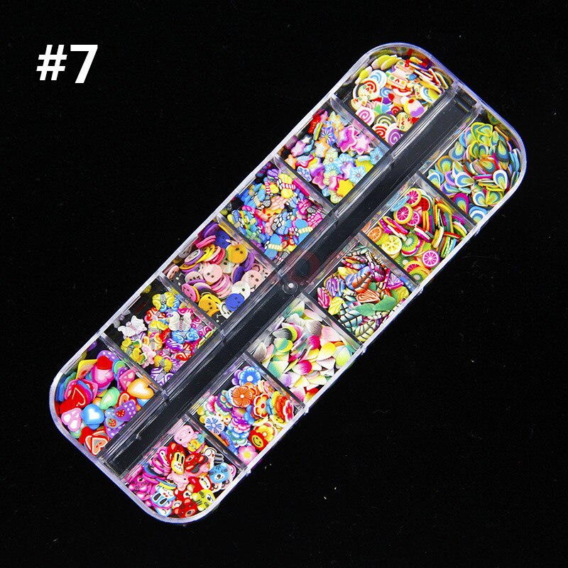 12pcs DIY Sequins Slice Addition for Slimes Supplies Slide Charms Kits Polymer Clear Slimes Accessories Putty Clay Nail Art: 12pcs toys 7