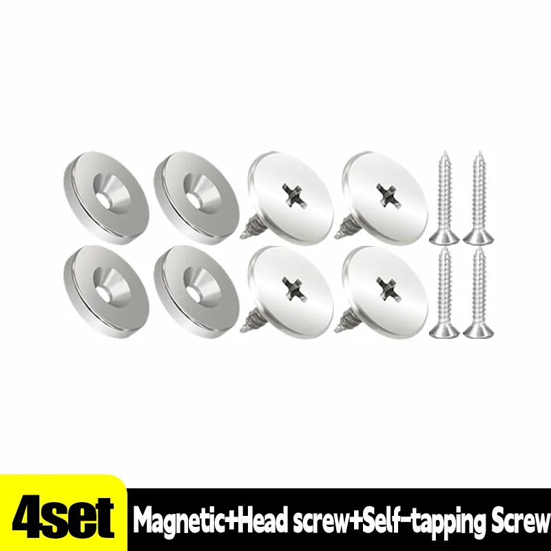 Magnetische kastknopen Kastdeur Magneetsluitingen met schroef Garderobedichting Verborgen sluiting Snap Meubelbevestiging Verborgen grendels: chroom