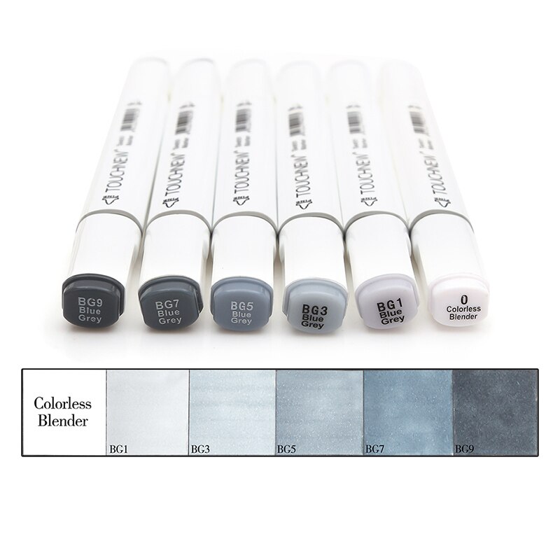Touchnew 6/12/30 Farben Graustufen Art Marker Pen Doppel-Ended Skizze Marker Alkohol Tinte Auf Wasserbasis Neutral Grau Töne Kunst Liefert: Blue gery style