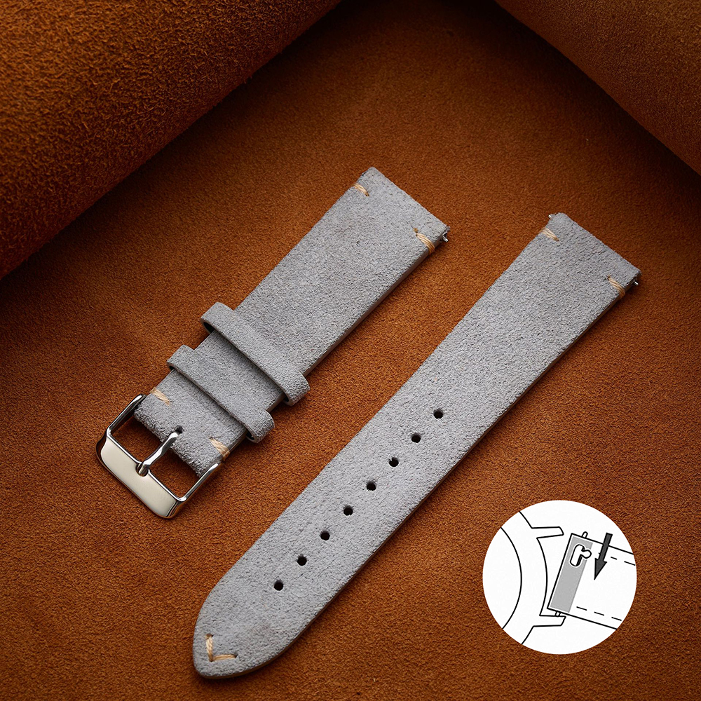 Correa de ante suave de liberación rápida, pulsera de 14mm, 16mm y 18mm, correas de reloj marrones de 20mm y 22mm, pulsera de piel de becerro, accesorios para mujeres y hombres: Blue pink / 18 mm