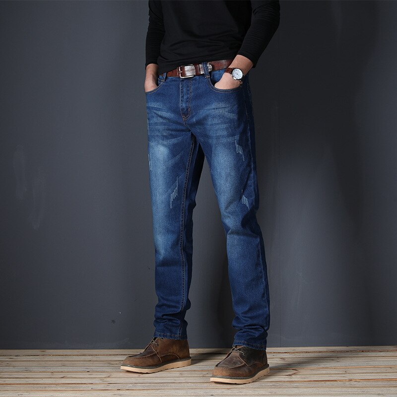 Plus Size 30 46 48 Jeans Mannen Business Casual Mannelijke Denim Broek Straight Slim Fit Broek yong Man 6XL