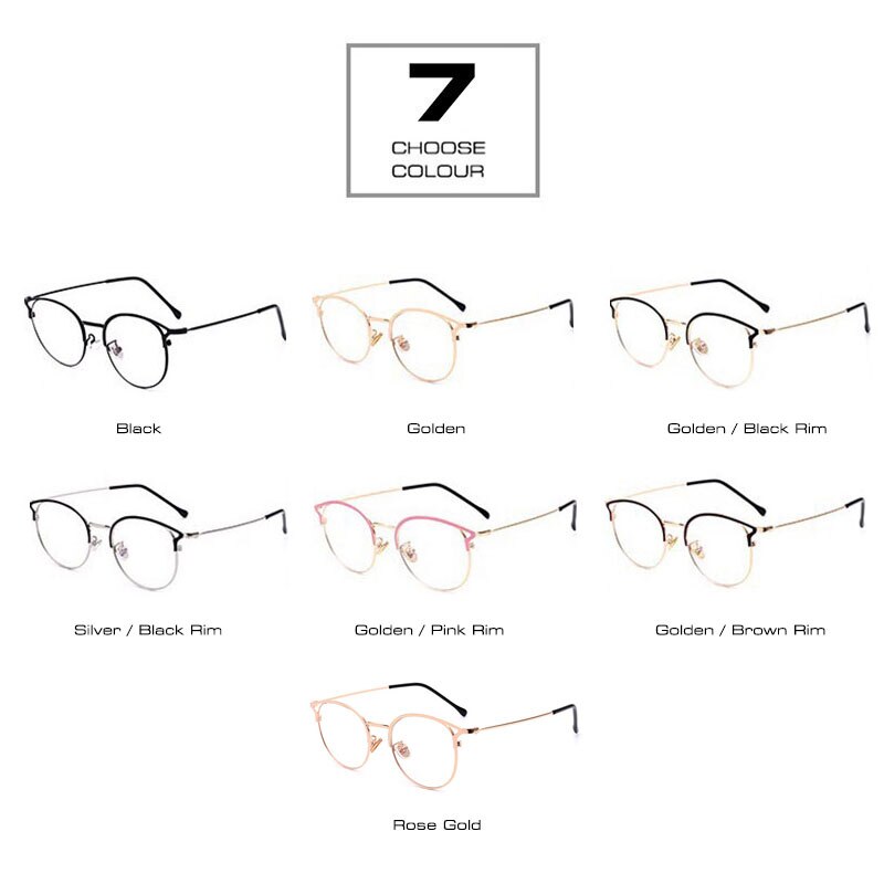 SHAUNA Anti-Blue Light Metal Cat Eye Glasses Frame Cat Ear Optical Frames Women