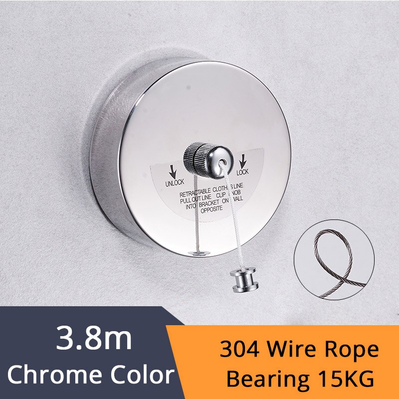 Bathroom Shelves Stainless Steel Nicke Clothesline Nice Single Line Hotel style Clothes Drying Line For Bathroom HJ-1256: Chrome-1257L-304