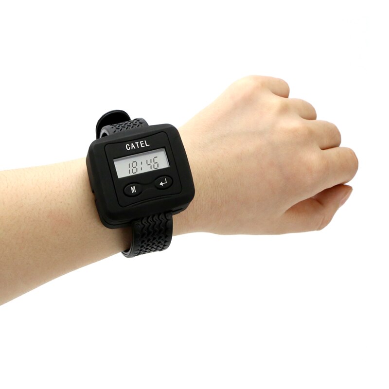 Long Distance Transmitter Wireless1 Wrist Watches Receiver Black +3 Ultrathin Call Buttons Pager White For Restaurant Cafe