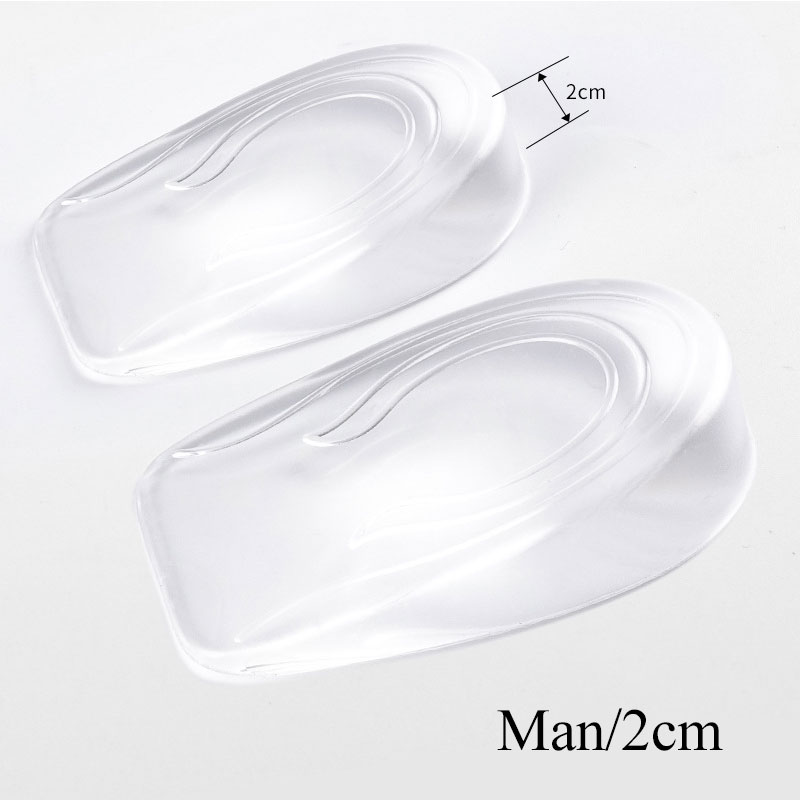 1 paar Mannen Vrouwen Hak Kussen Inlegzolen Comfortabele Verlichten Voet Pijn Protectors 1-3cm Hoogte Toename Inlegzolen Ondersteuning schoen Pad: man 2cm