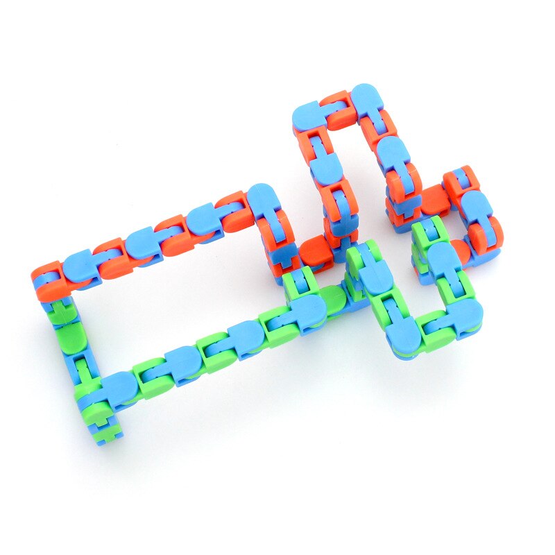 Divertente Puzzle colorato tracce di giocattoli sensoriali Snap And Click fidget toy catena di biciclette orbitali tracce stravaganti bracciale fluido catena attorcigliata