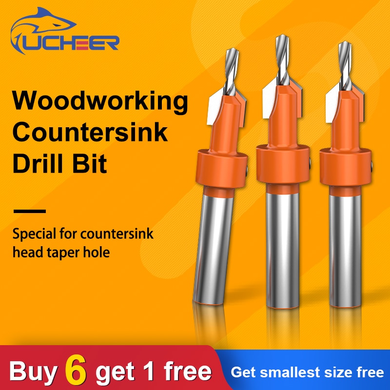 Ucheer 1 set hss timmer liten träbearbetning försänkt borrkrona set skruvskärare träverktyg för metall trälegering borr + skiftnyckel