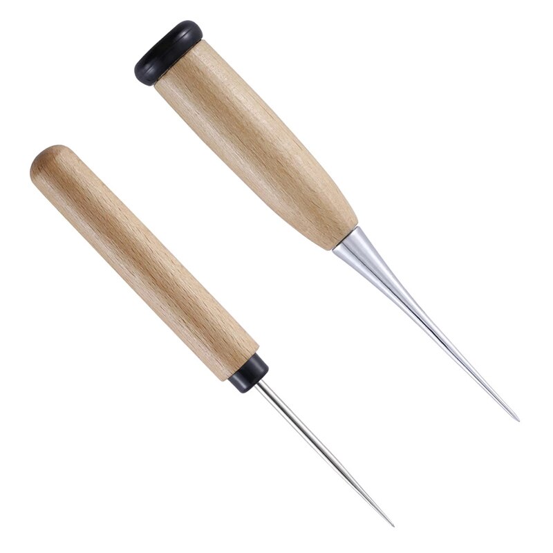 Nonvor Leather Awl Wooden Handle Sewing Awl Canvas Leather Tent Shoes Sewing Awl Leather Craft for Leather Hole Punch Stitching