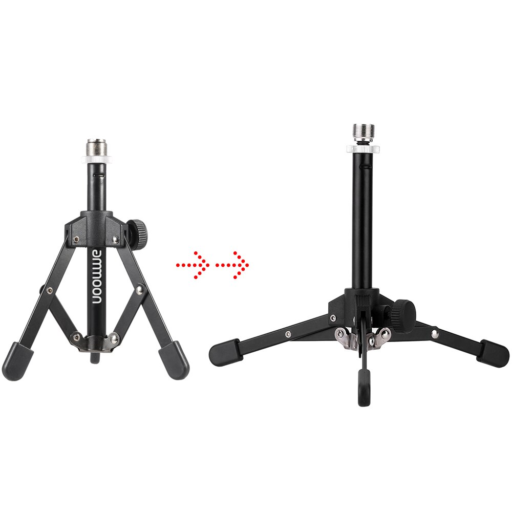 Ammoon MS-12 Mini Opvouwbare Desktop Tafelblad Statief Microfoon Mic Stand Houder Voor Meeting Fit Voor De Meeste Standaard Microfoon Clip