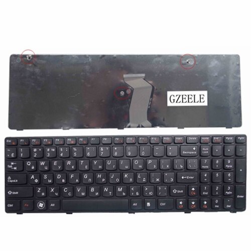 Gzeele Voor Lenovo G580 Z580A G585 Z585 G590 Met Frame Ru Layout Vervanging Rood Zwart Kleur Russische Laptop Toetsenbord: Black