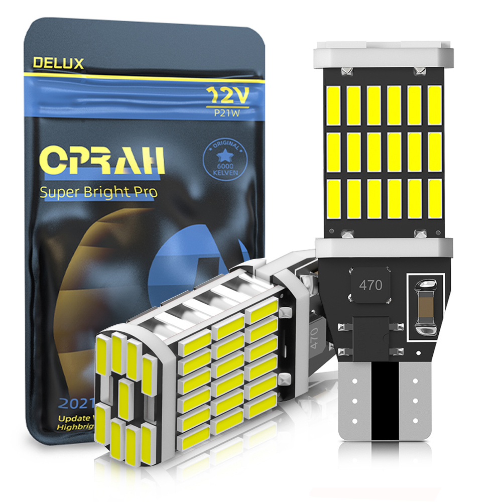 Oprah 2 uds Super brillante T15 LED W16W 921 912 T16 902 bombilla para luces de coche Canbus 4014*45SMD lámpara de señal de marcha atrás de respaldo automático 12V