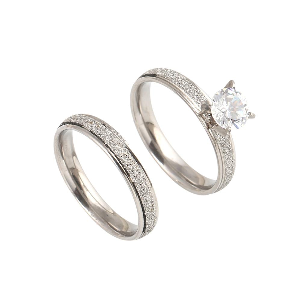 Roestvrij Staal Zilveren Kleur Trendy Ring voor Vrouwen Mannen Stijlvolle Dull Gepolijst Paar Engagement Promise Sieraden