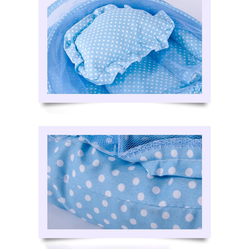 Lyserød / blå baby myggenet netto spædbørn soveunderlag pude yurt sengetæppe myggenet sammenklappeligt bærbart