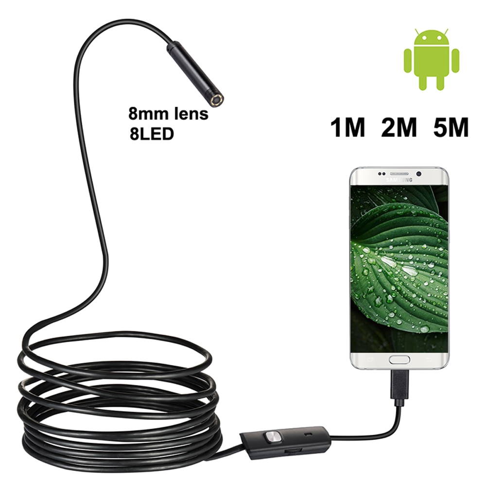 8 Mm 6LED 2IN1 Android Endoscoop Micro Usb Endoscoop IP67 Waterdichte Inspectie Camera Video Cam Voor Andriod Telefoon En Pc 2M