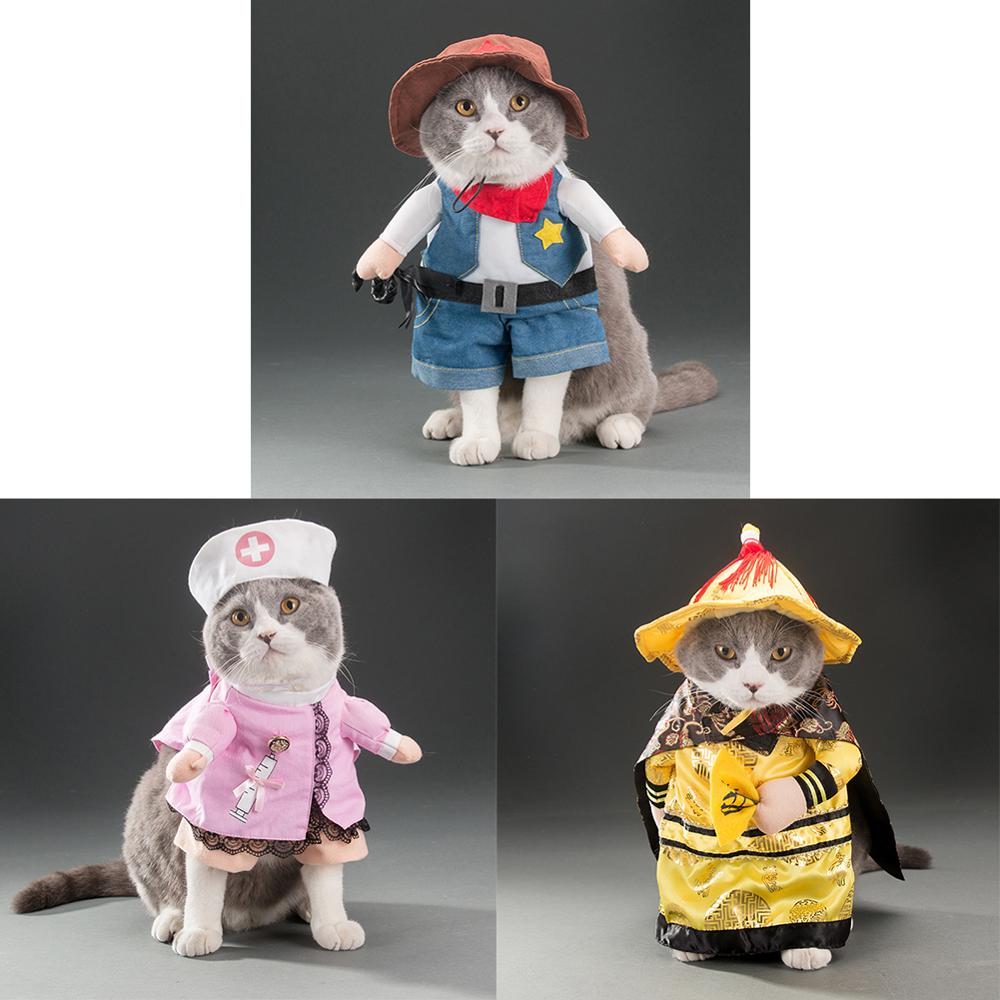 Roliga kattkläder pirat kostym kläder för katt kostym kläder corsair halloween kläder klä ut katt fest kostym kostym