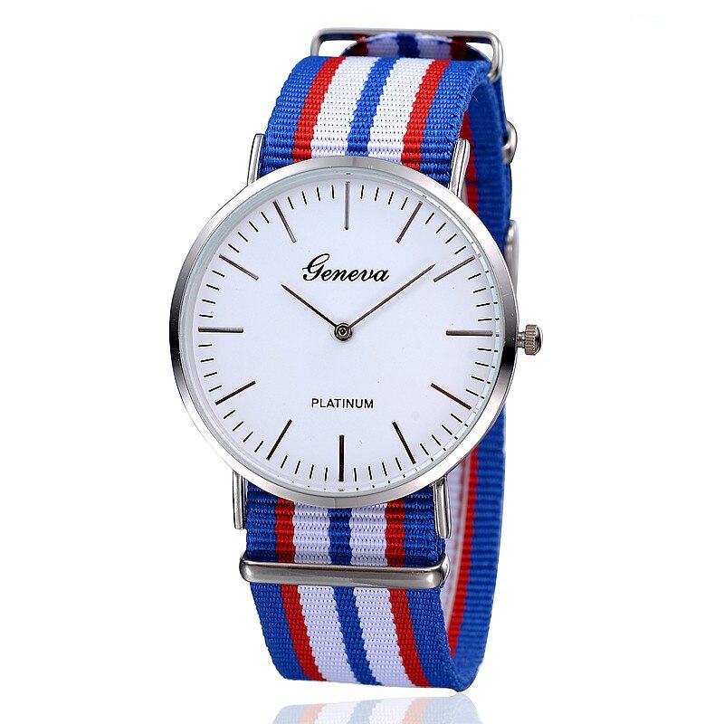 Drapeau En Nylon Bracelet Montre Femmes style Simple or boîtier quartz montres hommes unisexe montre-bracelet décontracté zegarki damassé reloje