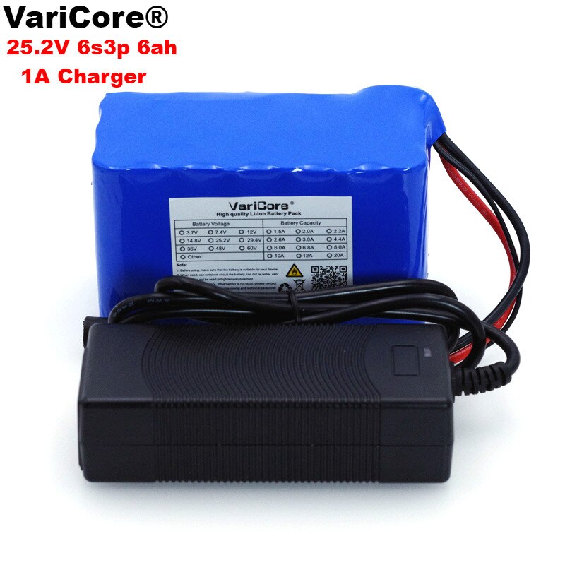VariCore 24 V 6Ah 6S3P 18650 Batterij ion batterij 25.2 v BMS 6000 mah elektrische fiets bromfiets/elektrische/batterij + 1A Lader