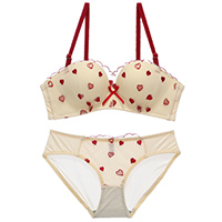 Liefde borduren kleine naadloze meisjes intimi jonge dames beha en panty set mode vrouwen sexy ondergoed brasserie sets: Beige / 80B