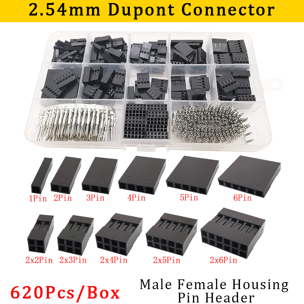 Kit de conectores de cable de puente JST SM/Dupont, conector macho/hembra de 2/3/4/5Pin, 200 unids/lote/caja, 2,54mm: Lavanda