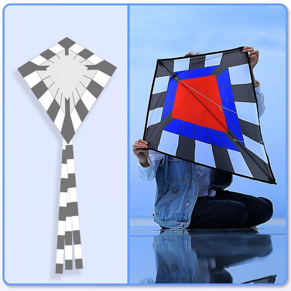 New weifang diamond-shaped cartoon color plaid cloth large-scale adult 300cm wide line 80 kite high long-tailed kite 90 ta j9 x 1