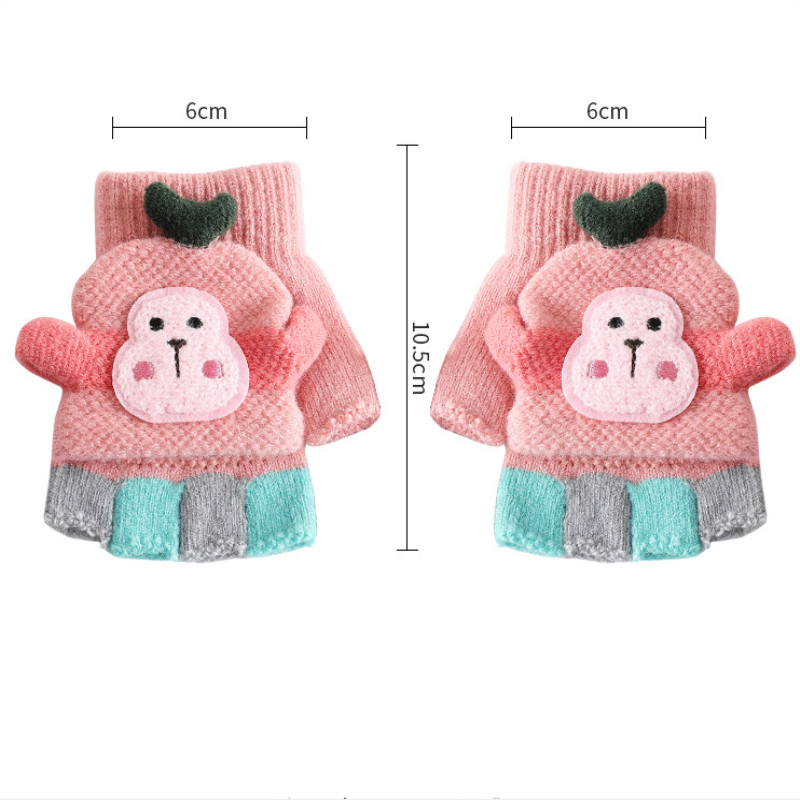 Bebê dos desenhos animados luvas de inverno da menina do menino luvas de malha quente conversível flip top fingerless luvas para crianças da criança crianças