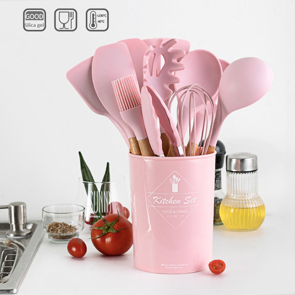 Conjunto de utensilios para cocina de silicona con caja de almacenamiento, espátula, Cucharillas, accesorios de cocina, 9/10/12 Uds.